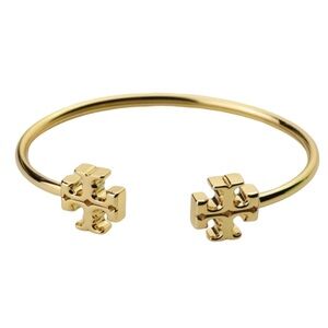 TORY BURCH • Gold Eleanor Double Logo Cuff Bracelet